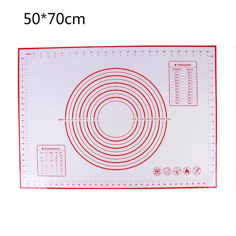 Almohadilla de silicona de 60/50/40cm, estera para hornear, hoja para amasar masa, estera para cocina, rollo de masa, Pizza, soporte antiadherente para masa grande