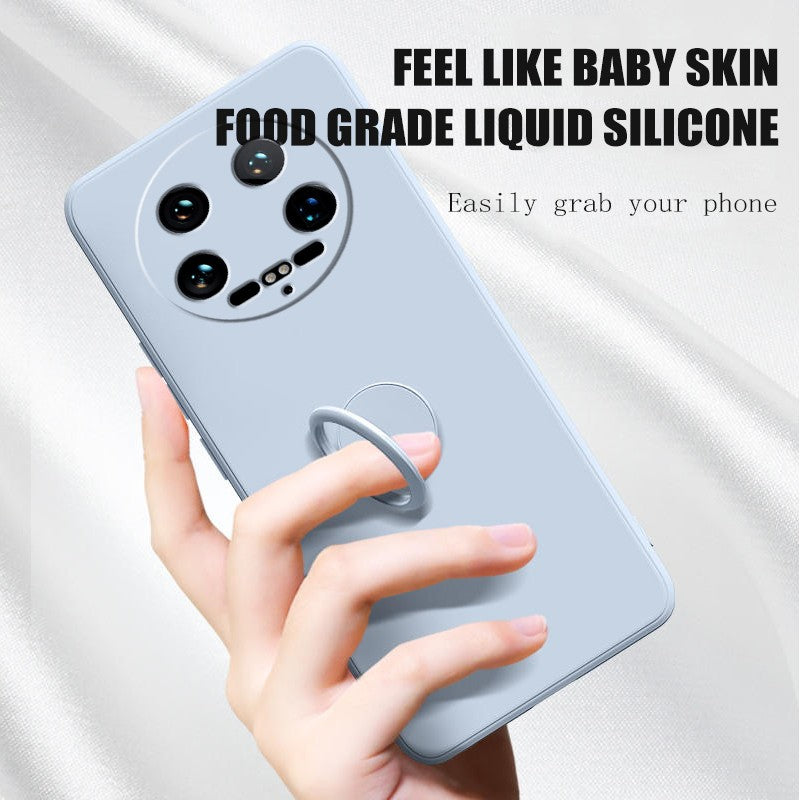 Funda para Xiaomi 14 Ultra Líquido silicona anillo soporte suave funda de teléfono para Xiaomi 14 Ultra a prueba de golpes Fundas traseras Xiaomi 14Ultra