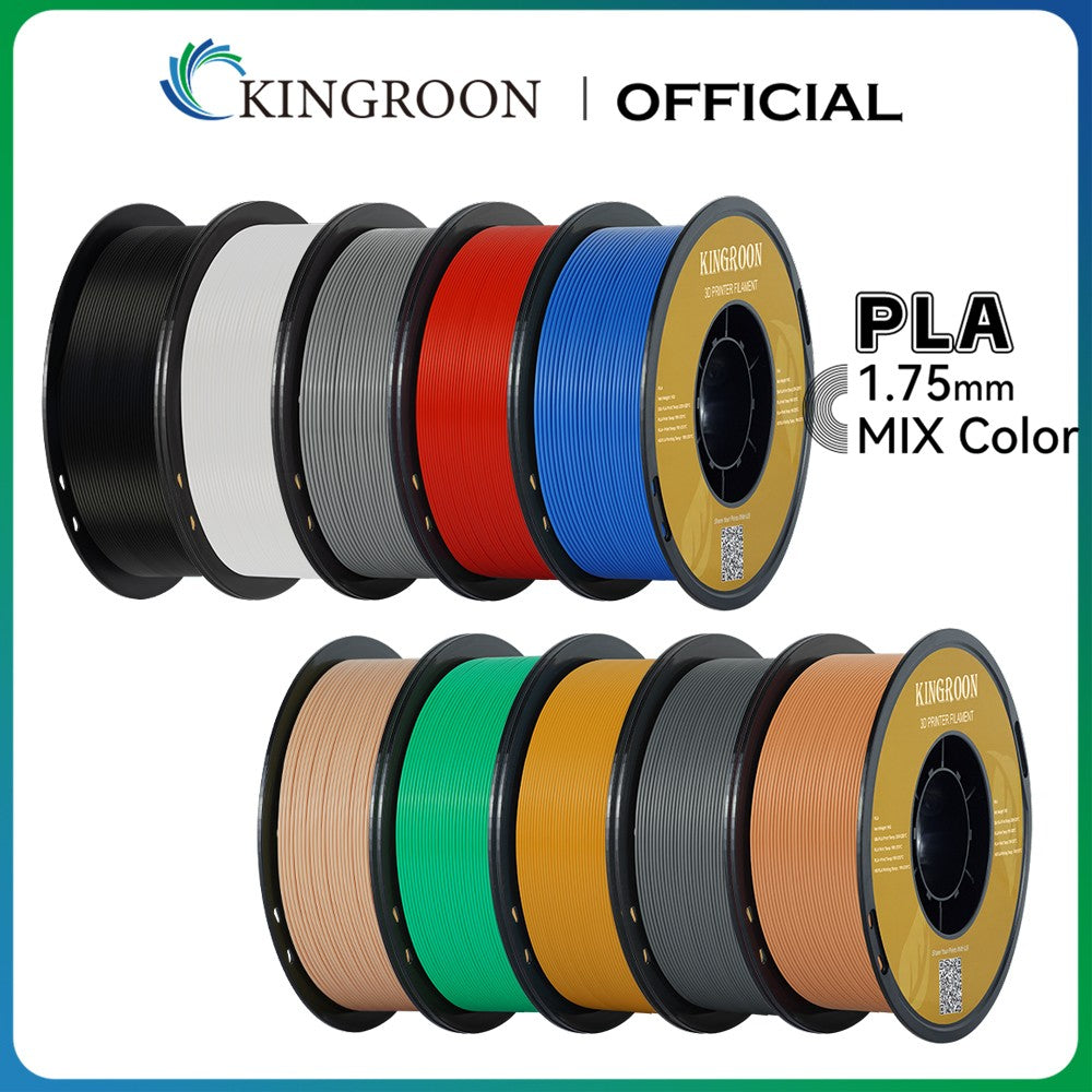Filamento PLA KINGROON de 1.75mm, 5/10KG, Plástico PLA para Impresora 3D, Estándar 1kg/rollo, Filamentos para Impresión 3D, Colores Mixtos, Envío Local