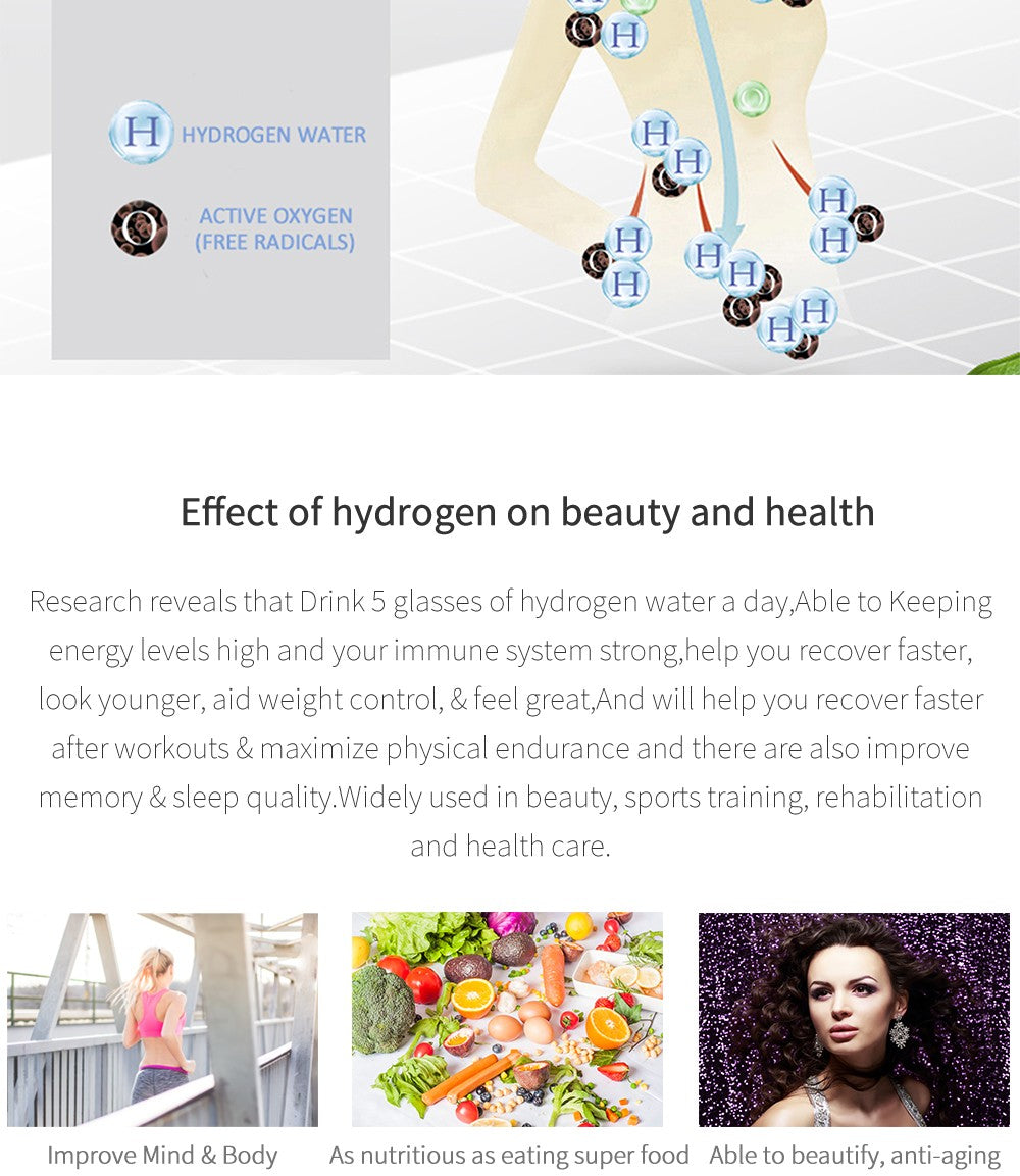 Generador de agua hidrogenada Bluevida de nuevo estilo deportivo SPE y PEM, H2 hasta 3000ppb y botella de agua hidrogenada con gran capacidad de batería