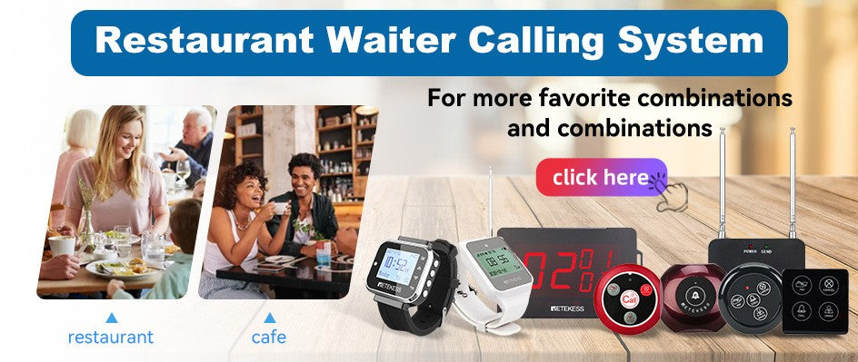 RETEKESS-sistema inalámbrico de llamadas para camarero, buscapersonas para restaurante, receptor de reloj T128, botón de llamada T117, servicio al cliente para cafetería