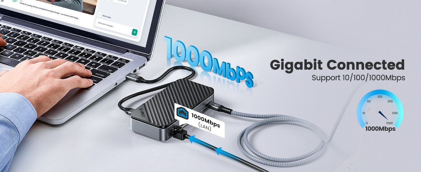 ORICO tipo C HUB con ventilador de refrigeración M.2 NVMe SATA SSD gabinete externo 10Gbps 4K 60Hz HDMI-Com RJ45 SD/TF estación de acoplamiento USB