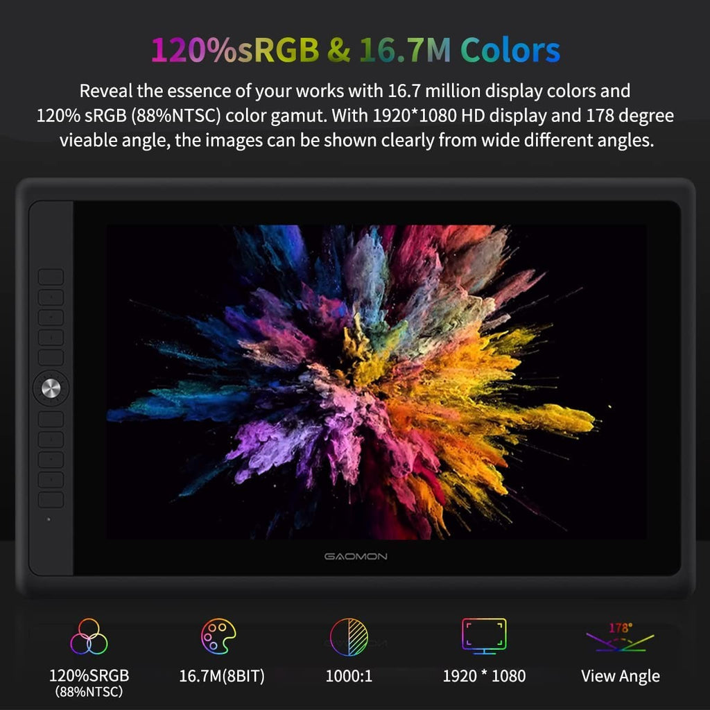 Pantalla gráfica GAOMON PD156PRO para dibujo, pantalla IPS HD totalmente laminada de 15,6 pulgadas con bolígrafo sin batería de 8192 niveles