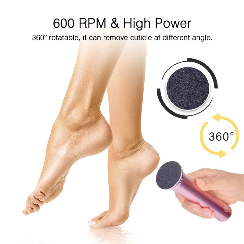 Lima eléctrica inalámbrica recargable por USB para pies, máquina eliminadora de callos y cutículas, herramientas de pedicura, herramienta para el cuidado del talón del pie con papel de lija
