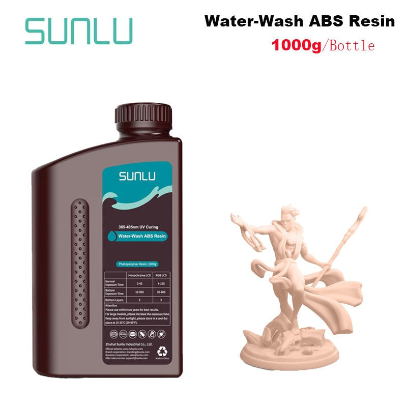 SUNLU 1KG ABS como/resina ABS lavable con agua 1000G/botella 405nm resina fotopolímero de curación UV rápida para Material de impresora LCD 3D