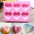 Molde de silicona con forma de corazón, 6 cavidades, pastel, Mousse, pastelería, utensilios para hornear, forma para jabón, 1 ud.