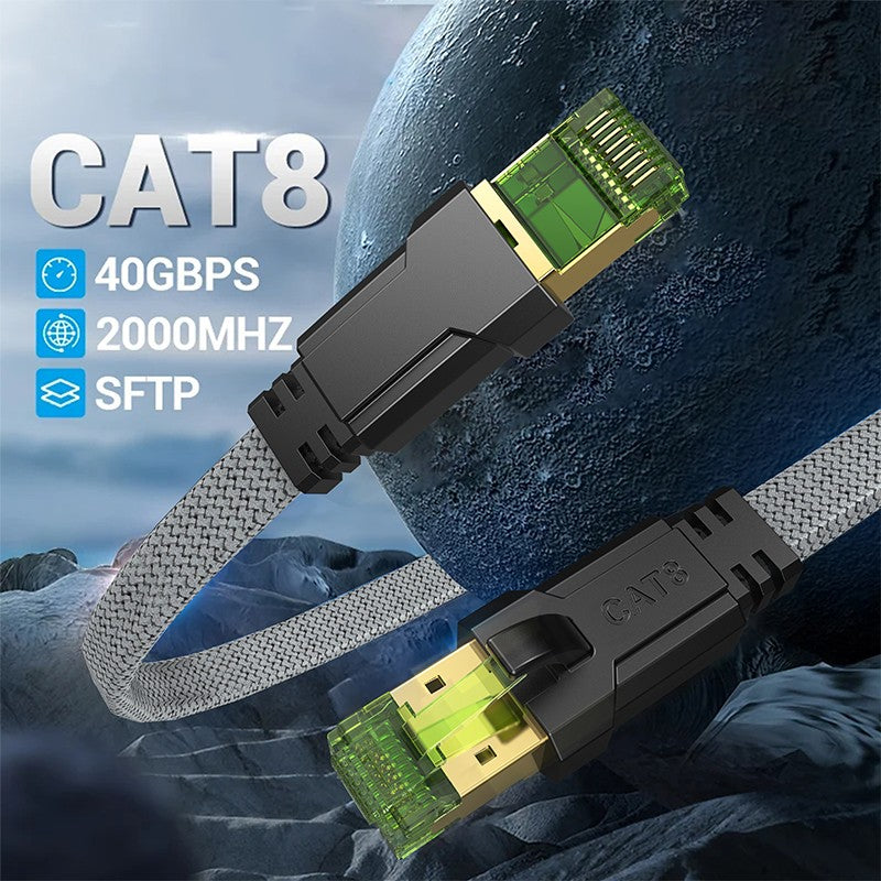 CYANMI-Cable Ethernet CAT8 40gbps CAT 6, Cable de red Lan para PC, módem, portátil, PS 5, enrutador RJ45 Flat Cat 8