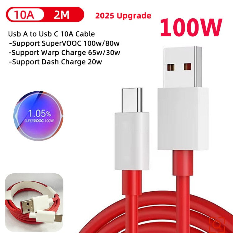 Cable Original OnePlus Warp Supervooc USB Tipo C 100w 80w 65w, Cable de Carga Rápida para OnePlus 13 11 10 Pro 9 8t Nord 5 3 Lite 2t CE