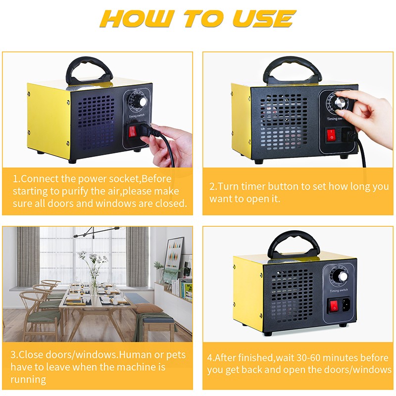 ATWFS-generador de ozono purificador de aire para el hogar, Ozonizador, limpiador de O3, elimina el olor, 220v, 60g/48g