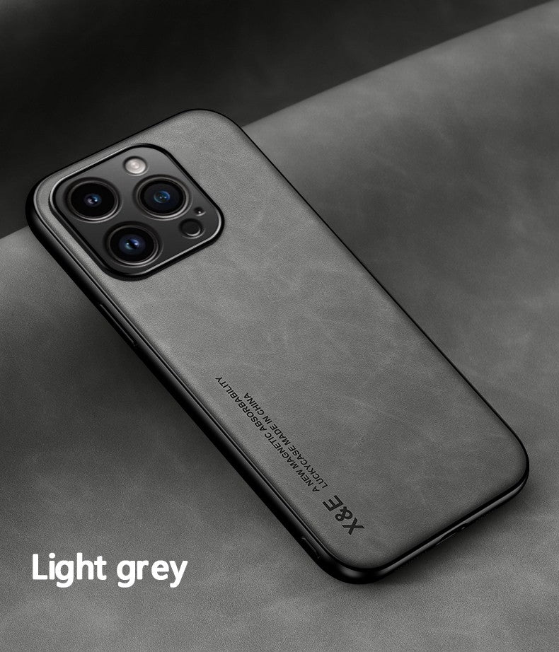 Funda de cuero de lujo para iPhone 16 Pro Max, funda con placa de Metal, soporte para coche, funda para iPhone 16 Pro 16Plus