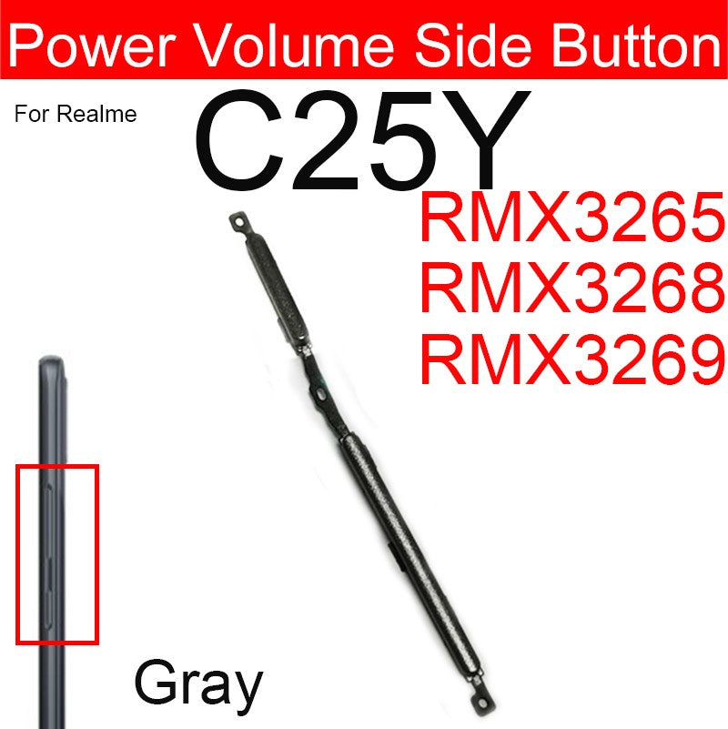 Para Realme C25 C25Y C25S C21 C21Y C20 C20A volumen de energía botón lateral volumen lateral botones de encendido llave pequeña piezas de cable flexible