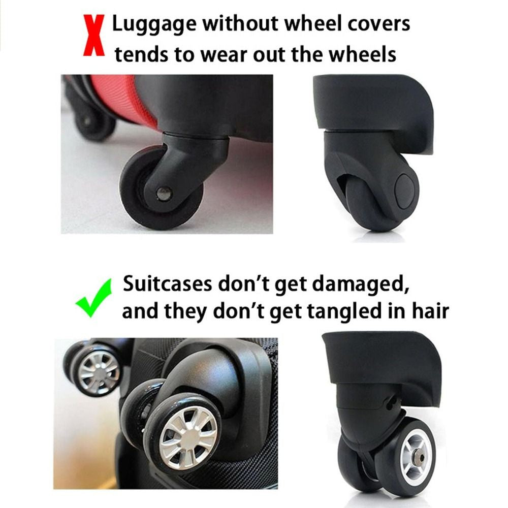 8 unids/set cubierta de protección de ruedas de maleta con sonido silencioso caja de carrito de silicona cubierta de ruedas equipaje de viaje zapatos con ruedas