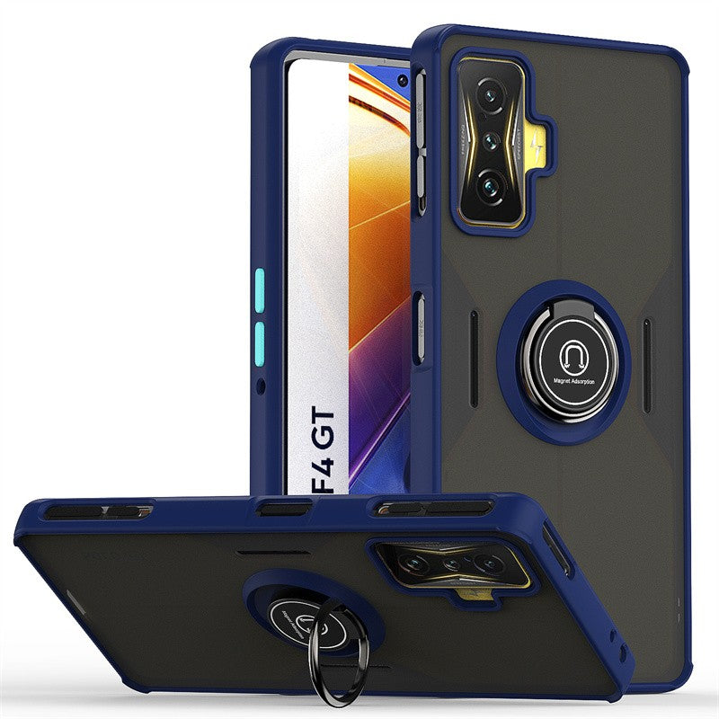 Para Xiaomi POCO F4 GT funda a prueba de golpes armadura mate fundas para Poxo Poko Pocco Little F4GT F 4 GT soporte magnético cubierta de soporte de anillo