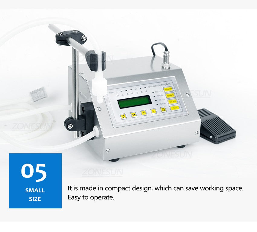 ZONESUN-máquina de llenado de líquidos, GFK-160A pequeña, Control Digital, 5-3500ml, jugo, agua, botella de llenado dosificadora con Pedal