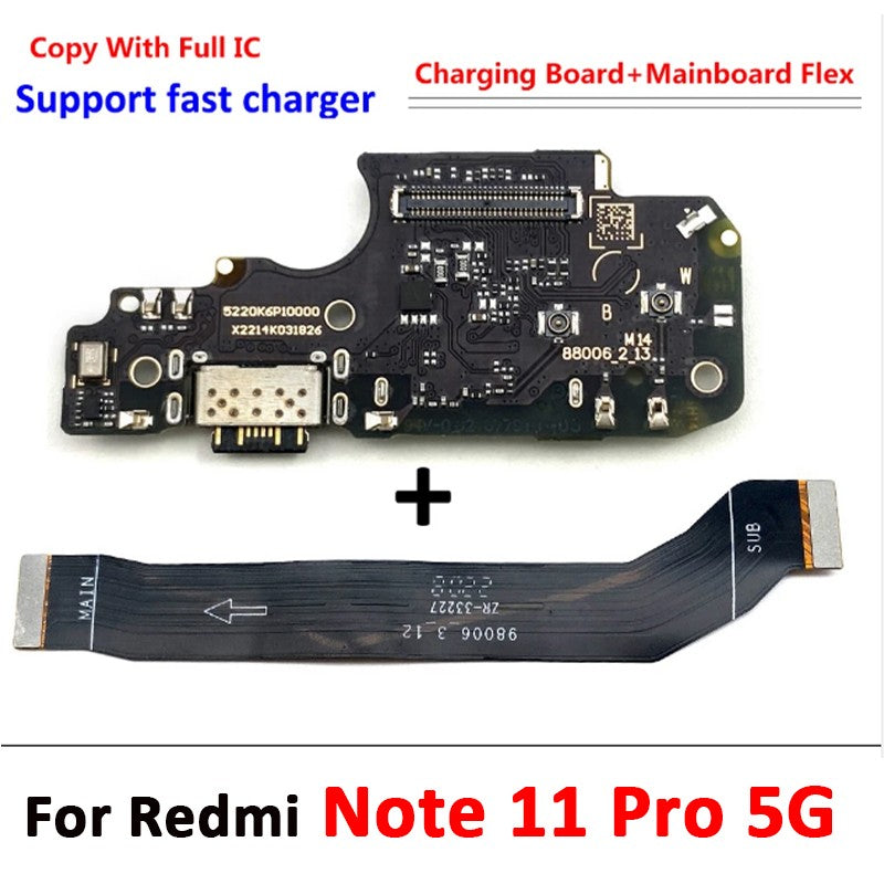 Nuevo puerto de carga USB conector de placa base principal FPC Cable flexible para Xiaomi Redmi Note 9 10 7 Pro 10S 11 4G 5G 8 rápido