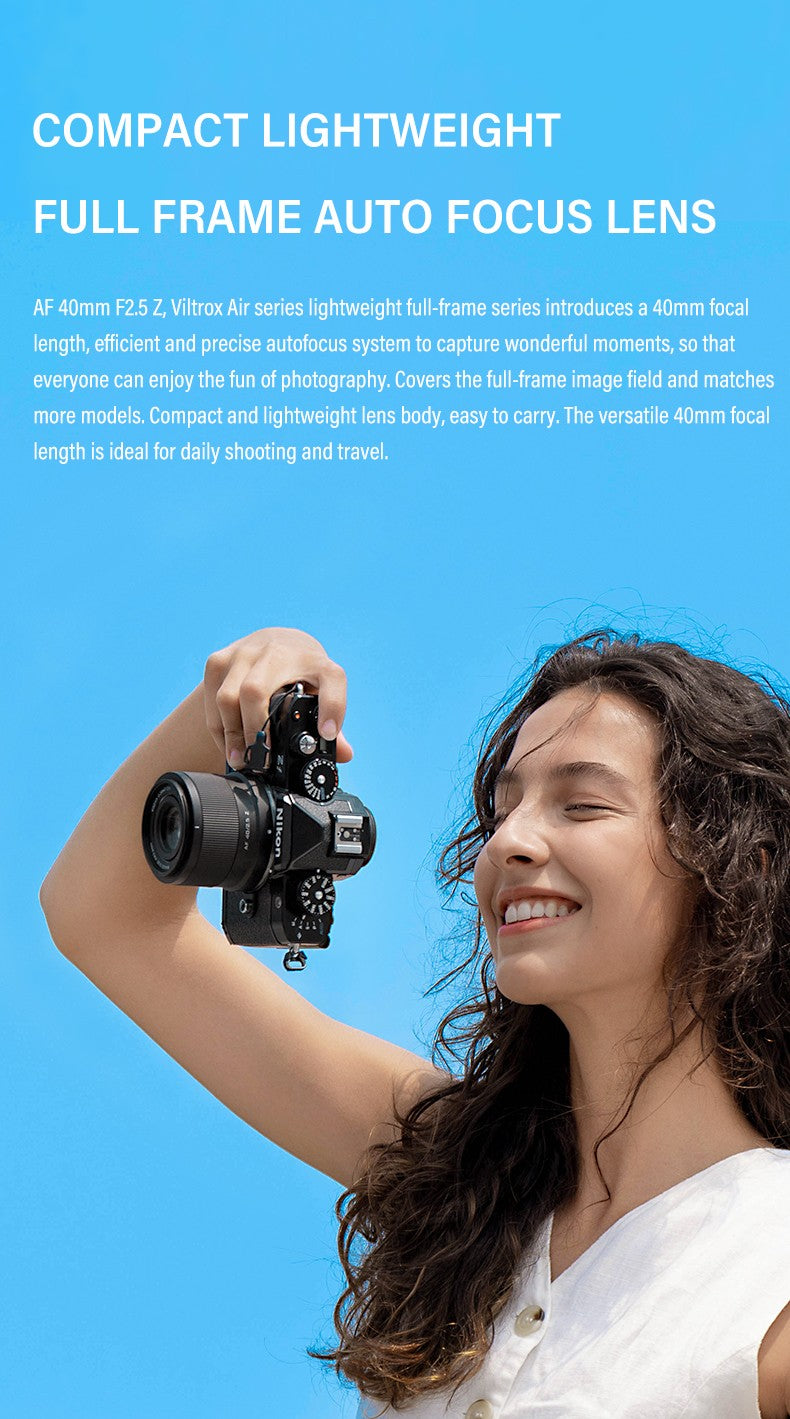 VILTROX 40mm F2.5 para Nikon Z, Lente Sony E de Fotograma Completo con Enfoque Automático para Retratos y Vlogs, Compatible con Cámaras Nikon y Sony, Montura ZFC Z6 A7CR