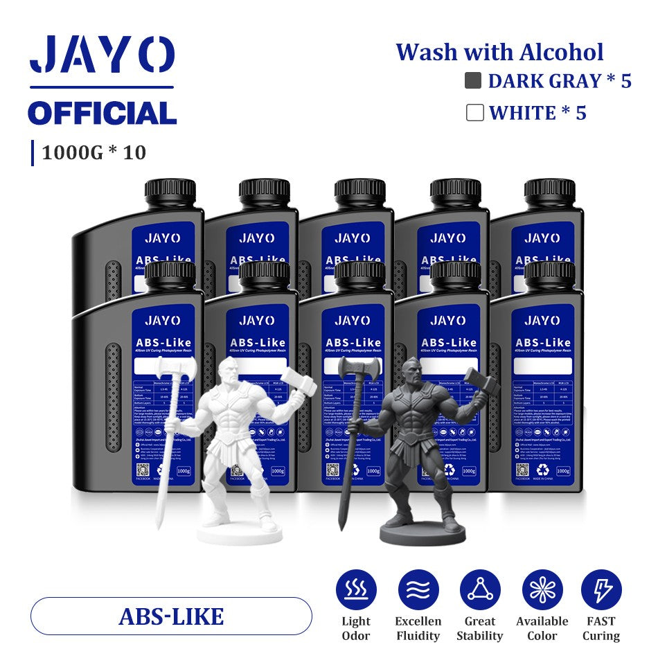 JAYO ABS como resina 3D, 10 botellas ABS como fotopolímero de curado UV de 405nm, resina 3D rápida para impresora 3D LCD/DLP/SLA de 2/4/6/8K