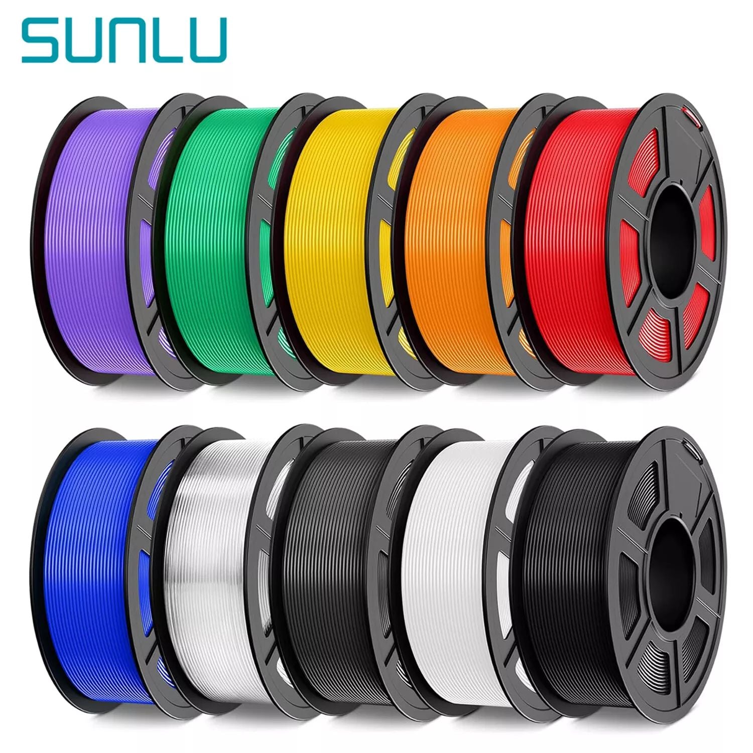 Filamentos SUNLU PLA PETG PLA Plus, 10 rollos de filamento 3D, 1 KG/rollo, 1,75mm, 100% líneas de filamento, ordenadamente para impresión 3D de la UE y EE. UU.