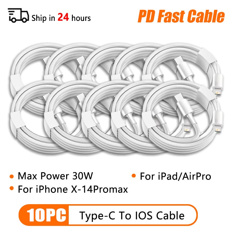 Cable USB tipo C PD de 66W para Apple iPhone 16 15 14 13 11 Pro Max 12 Mini 7 8 Plus XS R Cable de carga USB C de carga rápida