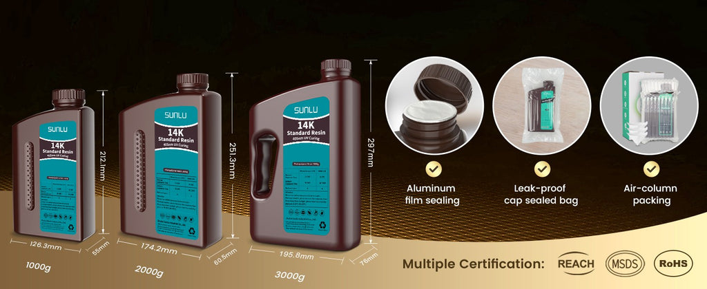 SUNLU 10KG tipo ABS/padrão/lavado con agua/14K resina de alta precisión 405nm resina fotopolímero de curación UV rápida 1KG/botella