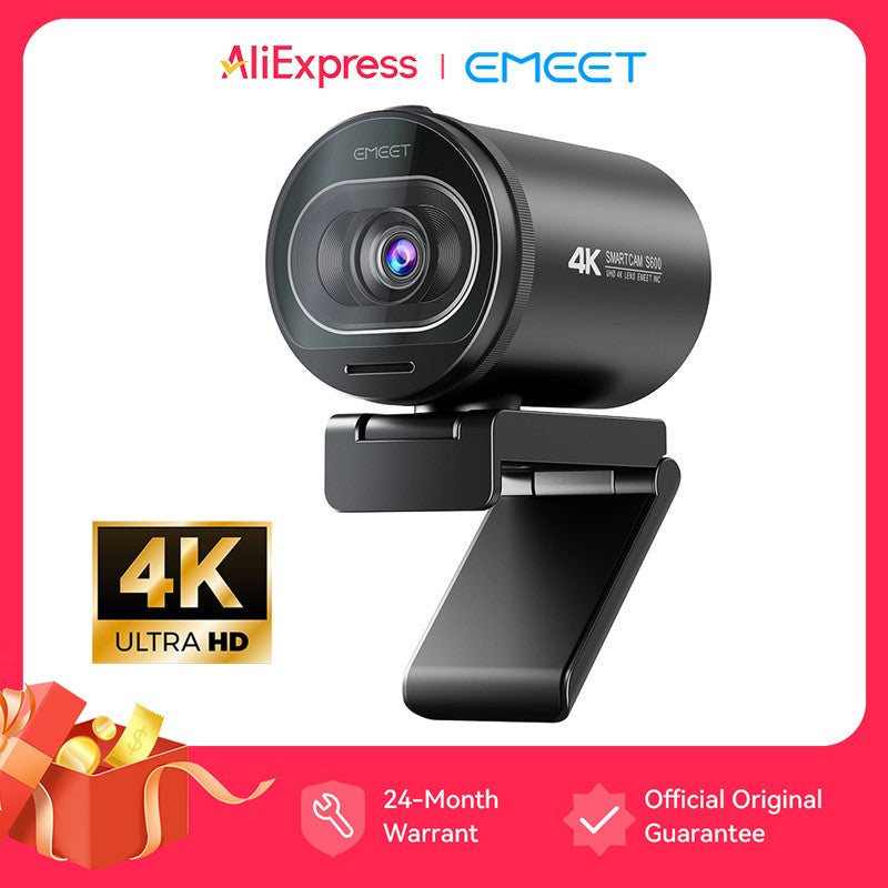 Cámara Web 4K 1080P 60FPS con Enfoque Automático, Cámara Web para Transmisión en Vivo EMEET S600 con Micrófonos y Cubierta de Privacidad para Tiktok/YouTube