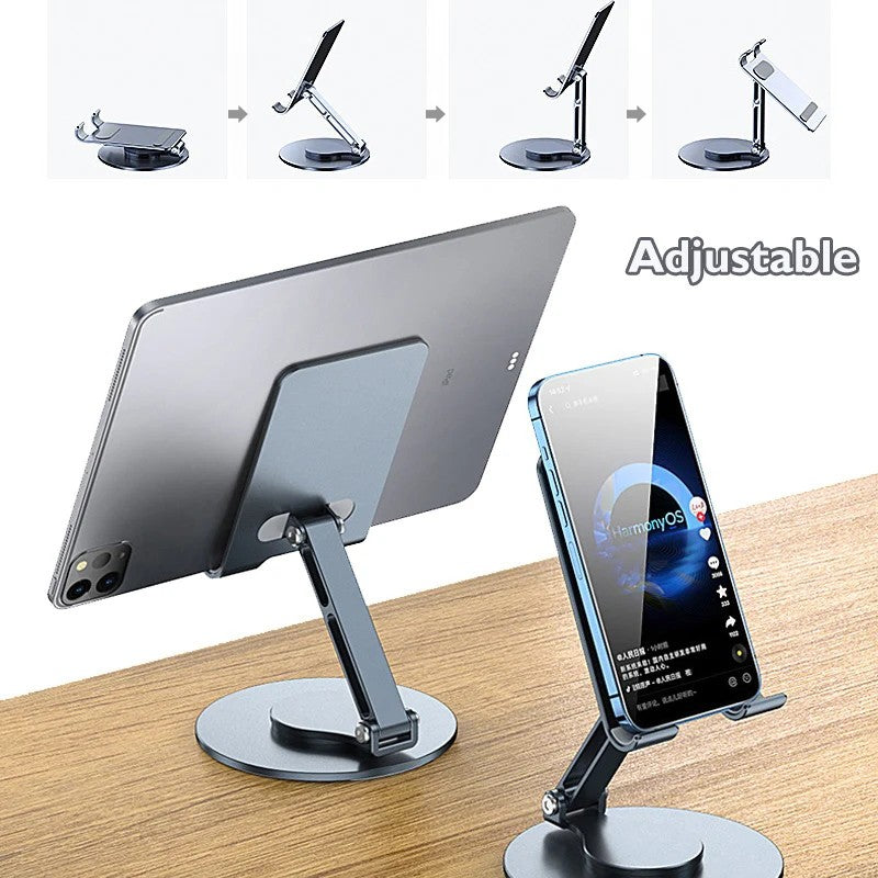 Soporte giratorio para teléfono móvil, soporte de Metal de aluminio para teléfono, soporte Universal plegable para tableta y teléfono de escritorio, alta calidad, 1/2 Uds.