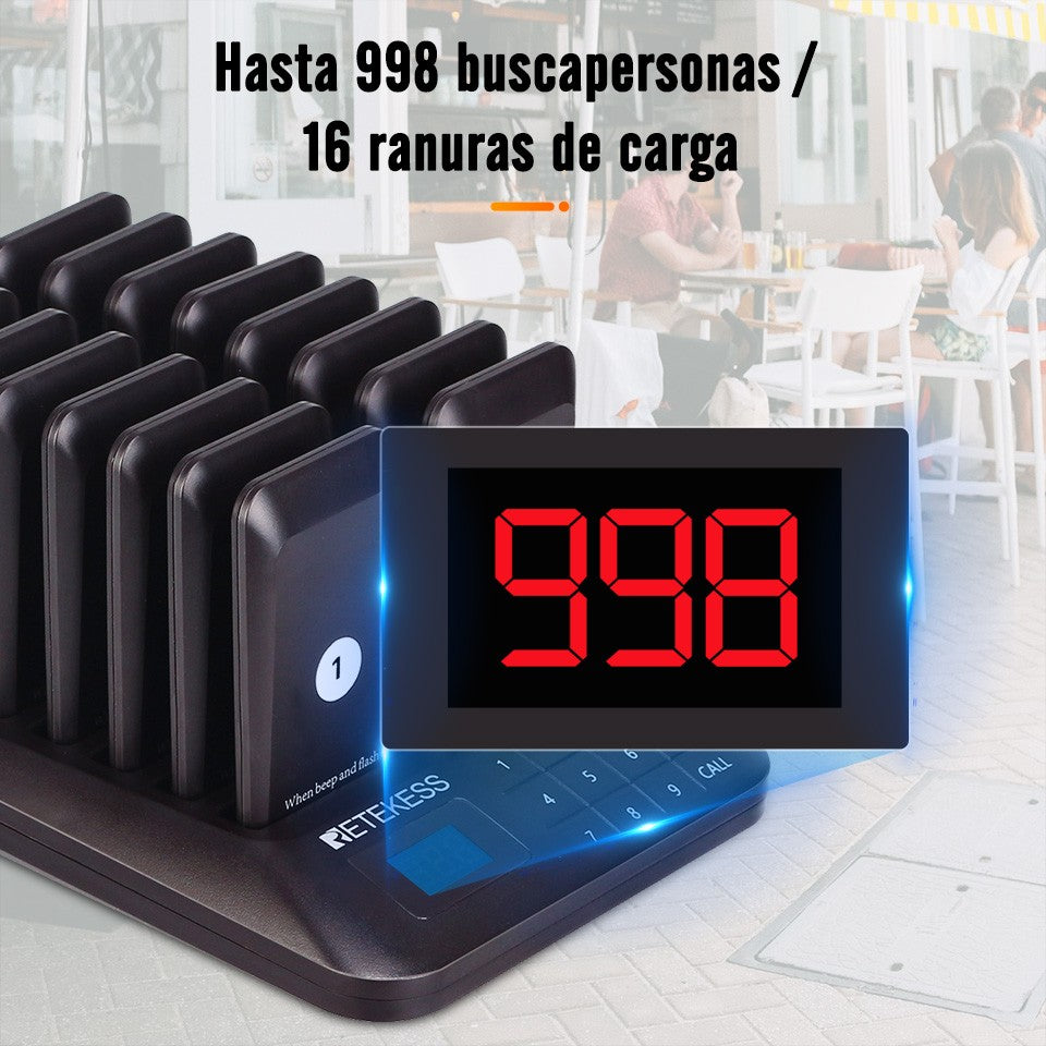 RETEKESS TD157 Sistema de Llamada Inalámbrico para Restaurantes, Localizadores de Mesa, Receptores de Señal Sonora para Food Trucks, Restaurantes de Comida Rápida, Cafeterías y Bares