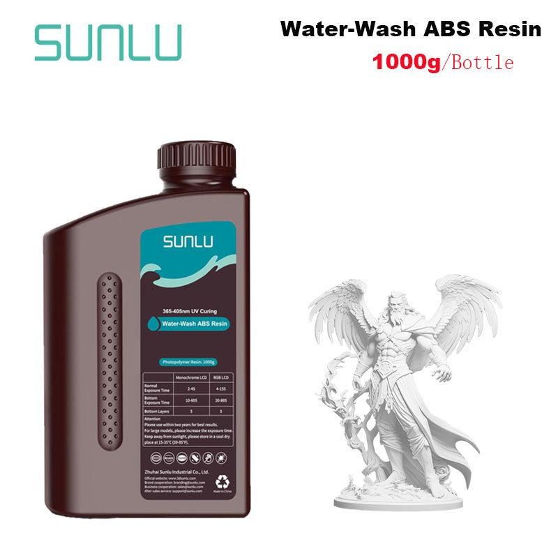 SUNLU 1KG ABS como/resina ABS lavable con agua 1000G/botella 405nm resina fotopolímero de curación UV rápida para Material de impresora LCD 3D