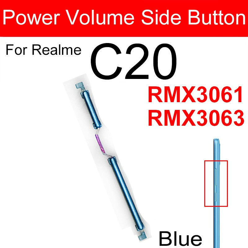Para Realme C25 C25Y C25S C21 C21Y C20 C20A volumen de energía botón lateral volumen lateral botones de encendido llave pequeña piezas de cable flexible