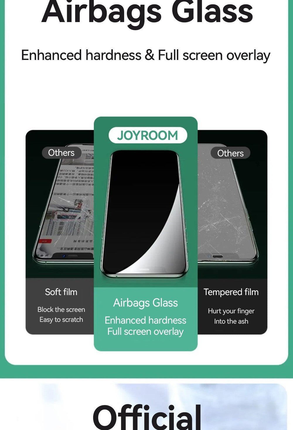 Joyroom 1/2/3 Uds Protector de pantalla de vidrio HD para iPhone 16 15 14 13 12 11 Pro Max protección de vidrio templado de pantalla completa para iPhone