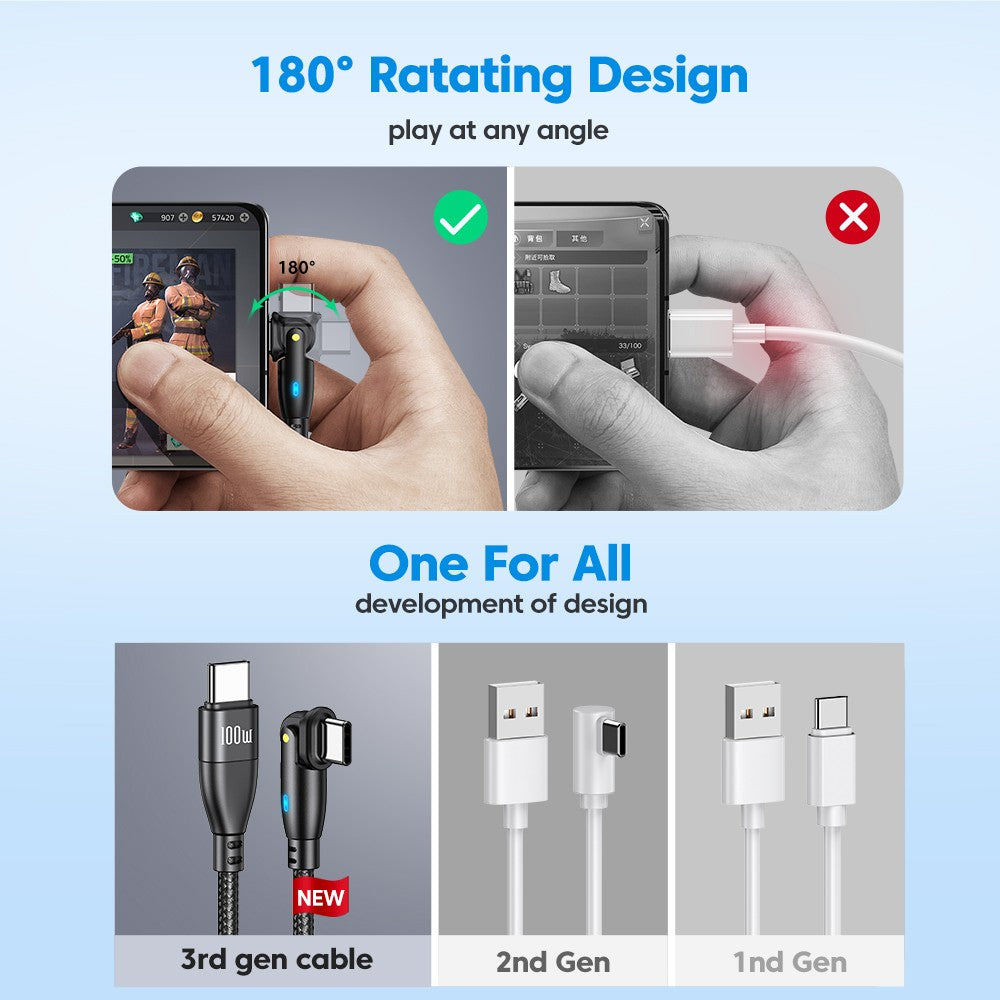 AUFU 100W USB C a tipo C Cable USBC PD Cable de carga rápida para MacBook Pro Xiaomi POCO Huawei iPad Samsung USB-C Cable 3M