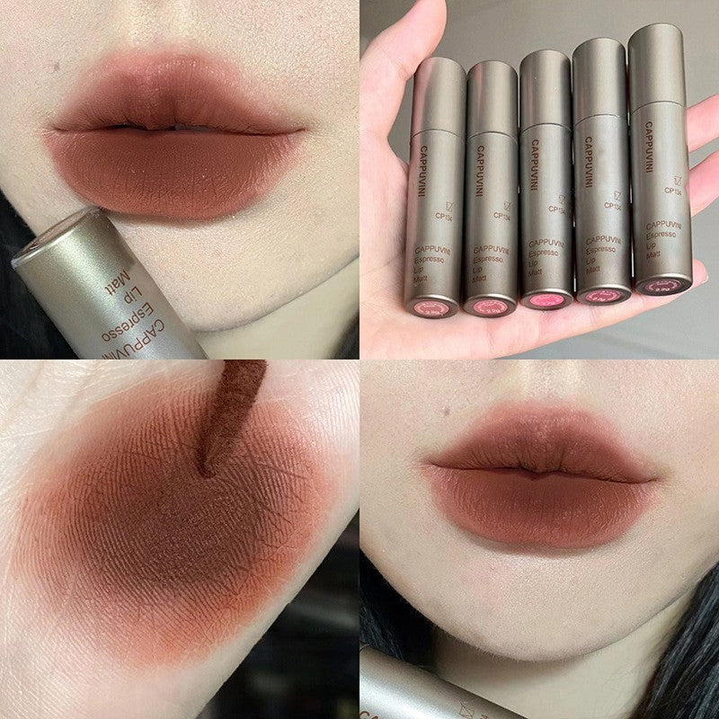 Brillo de labios de niebla mate de terciopelo único, taza antiadherente impermeable, esmalte de labios a prueba de manchas, lápiz labial líquido que no se decolora