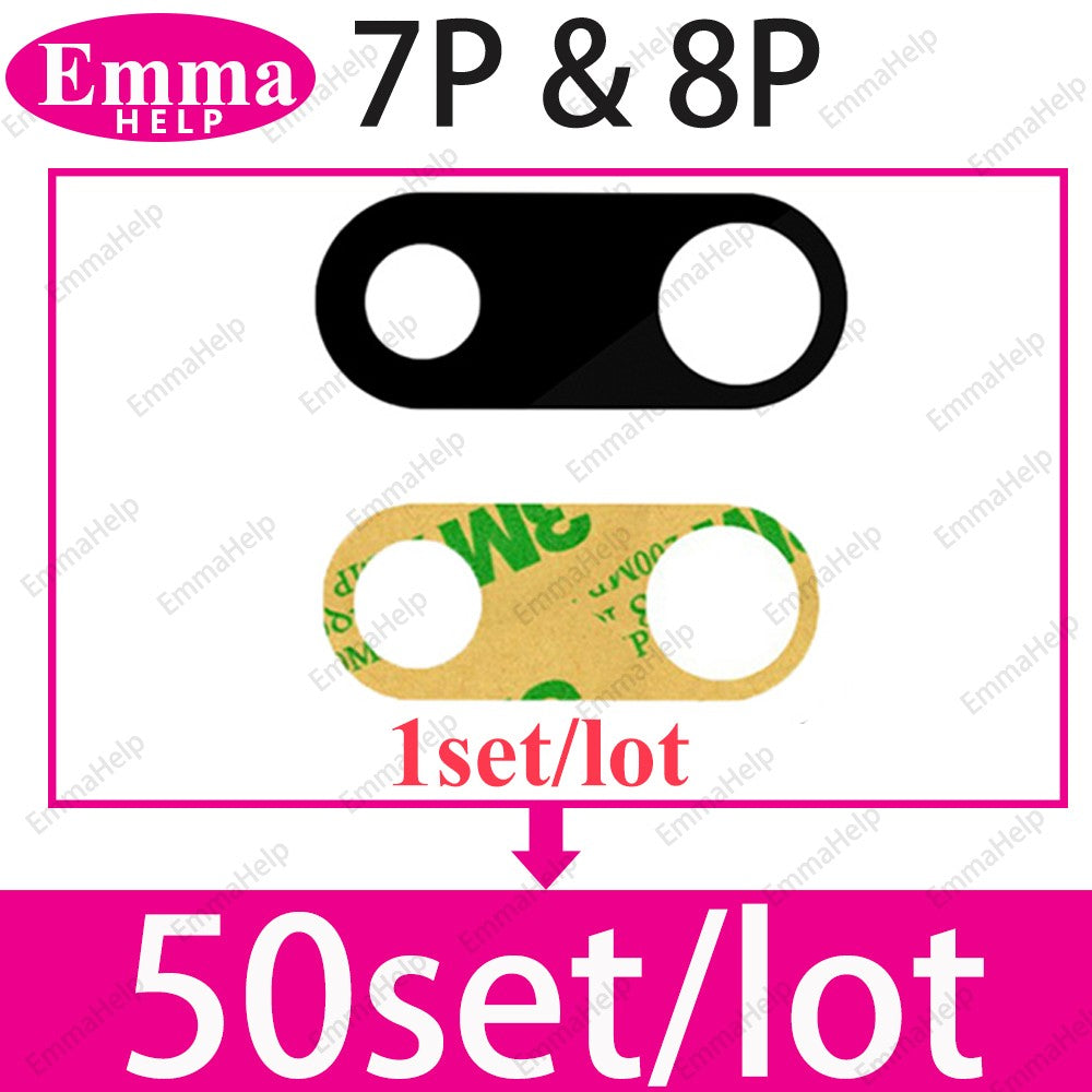 50 Piezas/Lote de Cristal de Lente de Cámara Trasera para iPhone 14 13 12 11 Pro Max XS XR X 7 8 Plus, Repuesto de Cristal de Cámara Trasera con Adhesivo