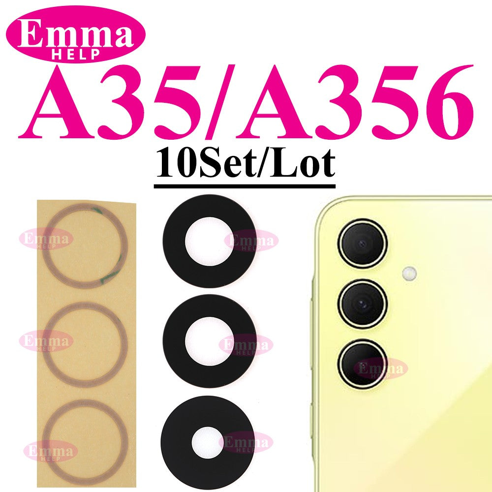 Lente de cristal de cámara trasera para Samsung Glaxy A14 A54 A05 A15 A55 A35 A34 A04 A25 A04s A05s A24 trasera con adhesivo adhesivo, 10 Uds.