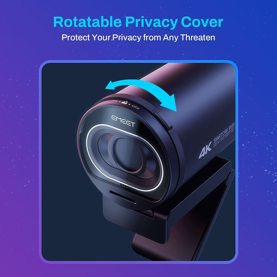 Cámara Web 4K 1080P 60FPS con Enfoque Automático, Cámara Web para Transmisión en Vivo EMEET S600 con Micrófonos y Cubierta de Privacidad para Tiktok/YouTube