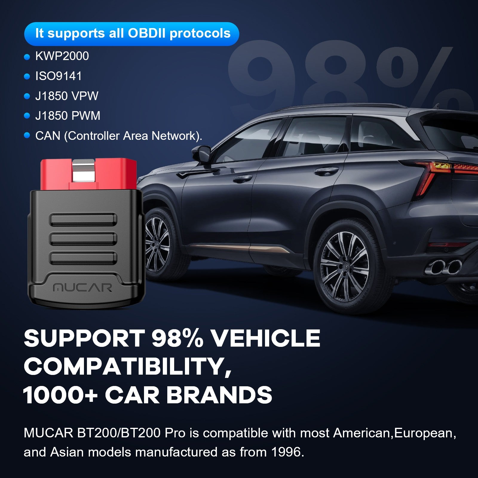 MUCAR BT200 / BT200 Pro OBD2 escáner sistema completo automático diagnóstico sin vida aceite SAS reinicio libre 1 año herramientas de diagnóstico de coche