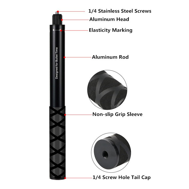 0,7 1,1 1,5 3M palo de Selfie monopié varilla Extensible varita poste aluminio Invisible para Insta 360 X5 X4 X3 GoPro 13 12 11 10 9 8 DJI