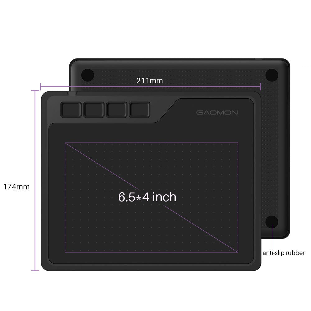 Tableta Digital Gaomon S620 de 6.5x4 Pulgadas, Tableta Gráfica Delgada y Portátil para Dibujar y Jugar OSU, Fácil Conexión con Teléfonos Android