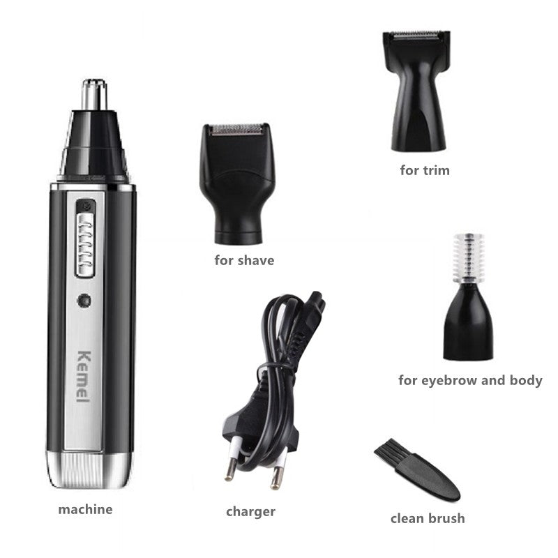 Kemei-cortadora de pelo de nariz todo en uno para hombres y mujeres, cortadora eléctrica recargable para orejas, barba, cejas, rostro, Kit de aseo