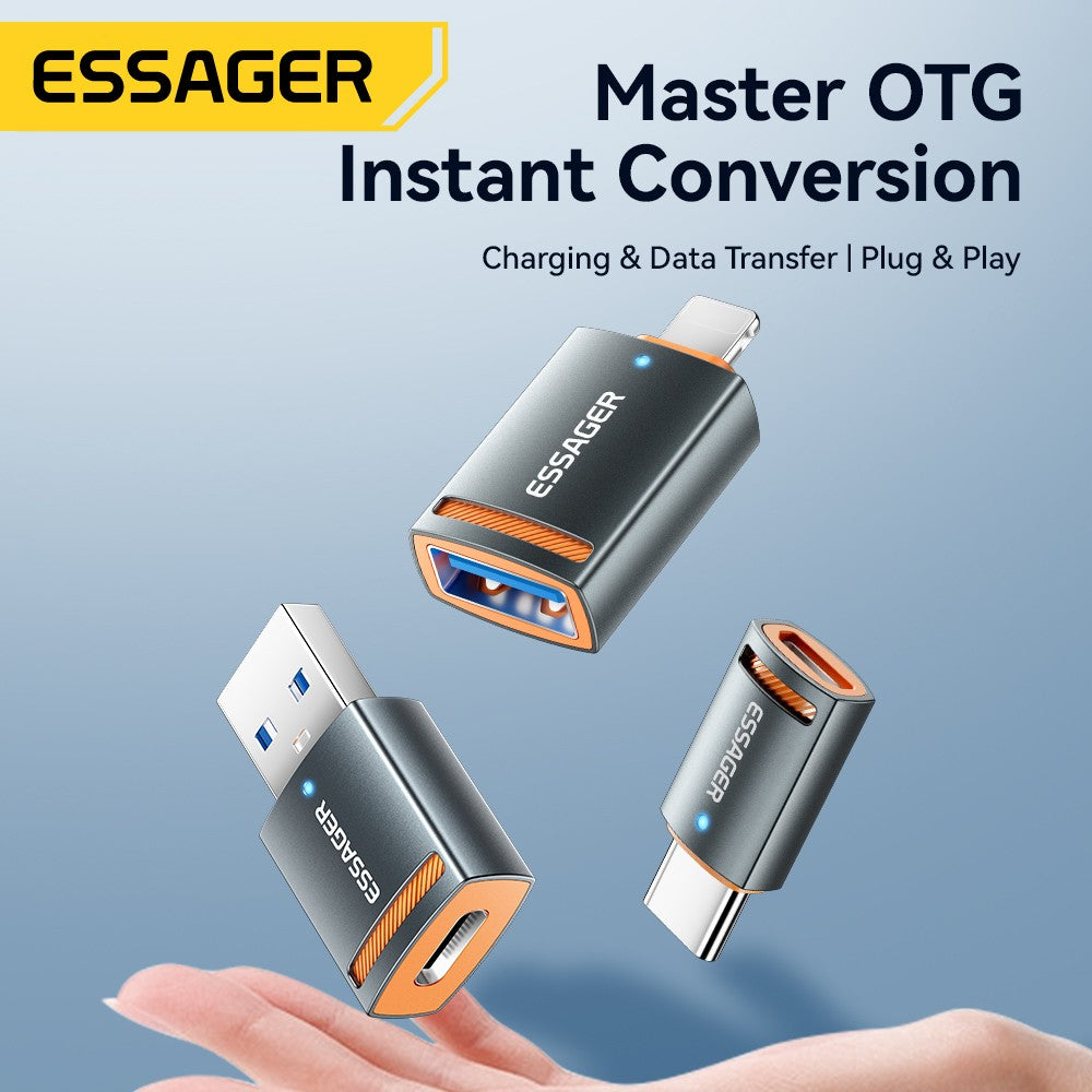 Adaptador Essager USB3.0 OTG tipo C USB-A Micro hembra a USB Micro iP tipo C convertidor macho para Macbook Xiaomi iPhone adaptador OTG