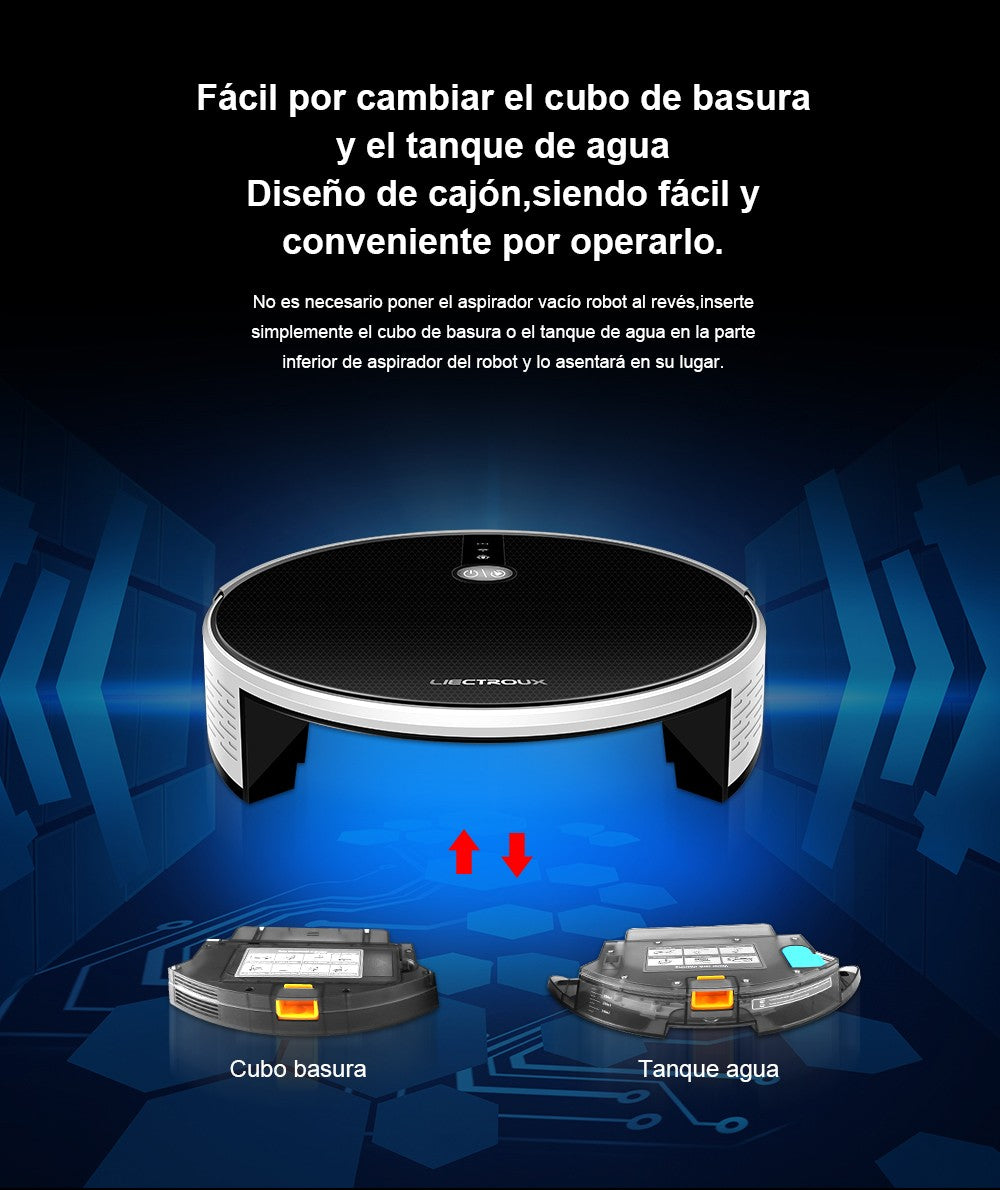 (Código Promocional: AEGG66)Aspiradora Robot LIECTROUX C30B,Navegación de mapas con IA,Partición Inteligente,con Memoria,Aplicación WiFi,Succión Fuerte de 6000Pa,Trapeador Mojado Inteligente, Desinfección