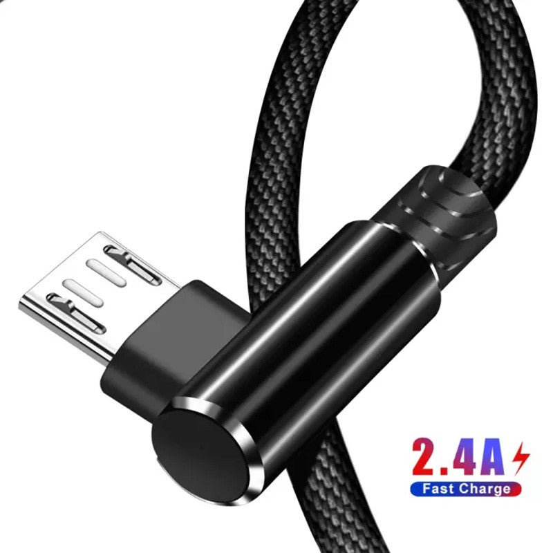 Cable Micro USB OLAF, Cable USB de 90 grados, 1m, 2m, 3m para Samsung S7, Xiaomi, Android, teléfono inteligente, Cable Usb C de 2,4a, carga rápida