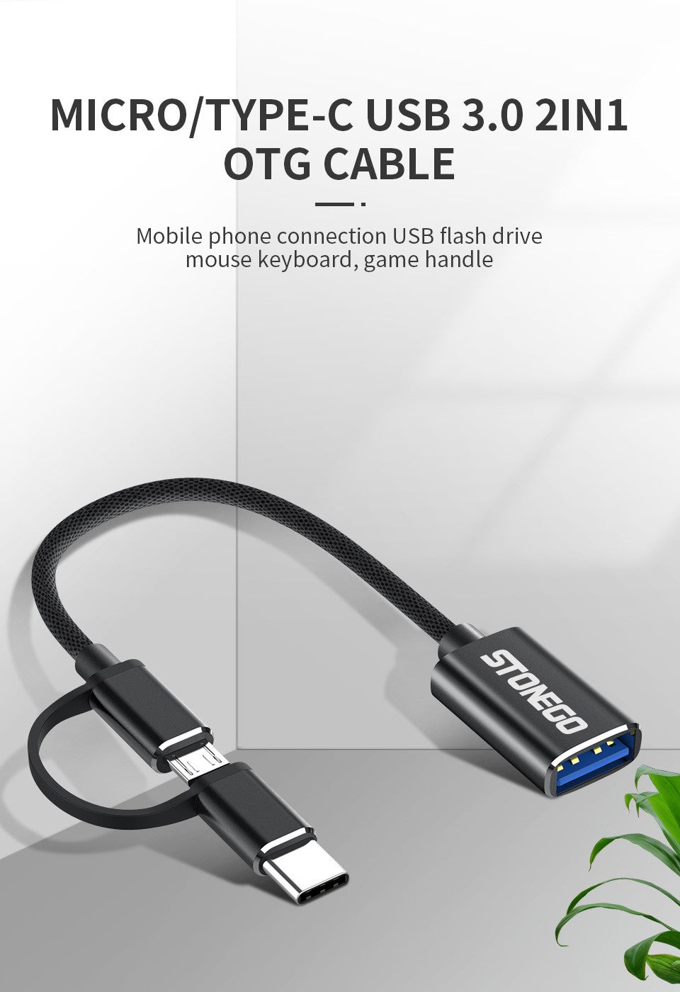 STONEGO 2 en 1 USB 3.0 OTG Cable adaptador USB tipo C Micro USB a USB 3.0 adaptador convertidor Cable línea de datos