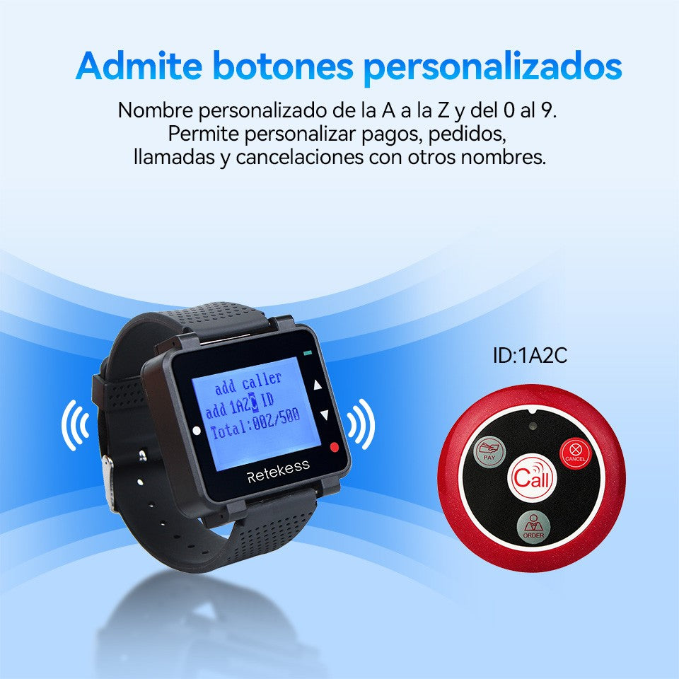 RETEKESS-sistema inalámbrico de llamadas para camarero, buscapersonas para restaurante, receptor de reloj T128, botón de llamada T117, servicio al cliente para cafetería