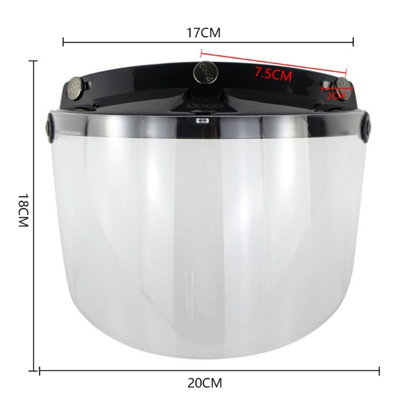 Protector de lente de visera a prueba de viento, 3 Snap, para cascos de motocicleta, abatible hacia arriba y hacia abajo, cara abierta, venta al por mayor