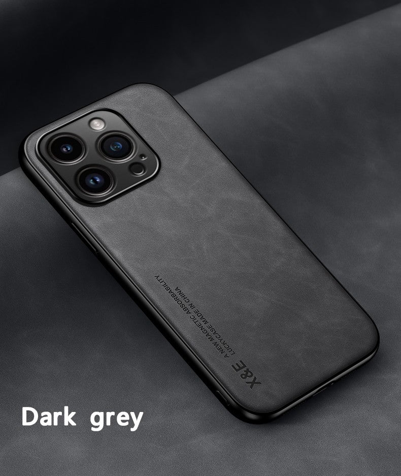 Funda de cuero de lujo para iPhone 16 Pro Max, funda con placa de Metal, soporte para coche, funda para iPhone 16 Pro 16Plus