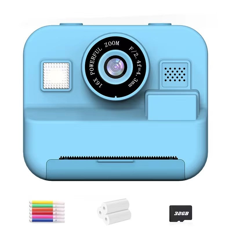 Mini cámara de vídeo digital para niños con impresión térmica y estabilización de imágenes múltiples, tarjeta de 32 GB incluida