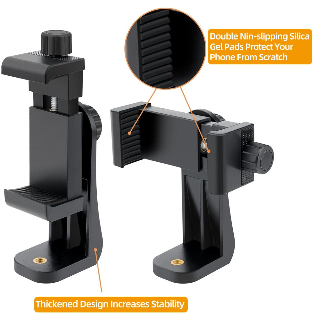 Universal 360 °   Soporte Giratorio para Teléfono, Soporte Ajustable para Smartphone con Orificio de 1/4" para Trípode, Palo Selfie, Transmisión en Vivo y Vlog