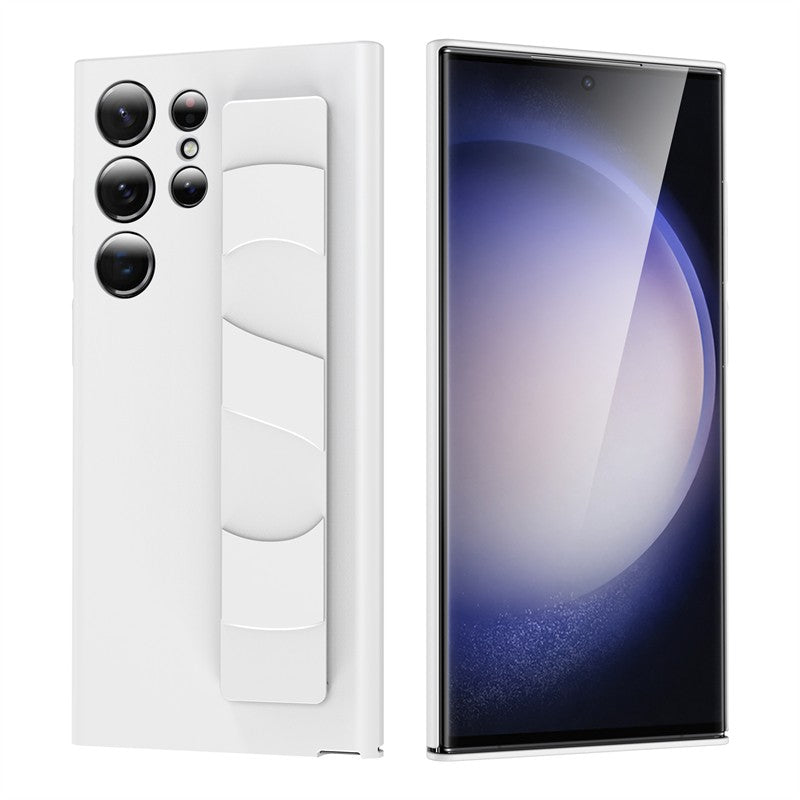 Funda de silicona elástica de lujo con correa para la muñeca para Samsung Galaxy S25Edge S24 S23 Ultra Plus, cubierta fina transparente mate para PC dura a prueba de golpes