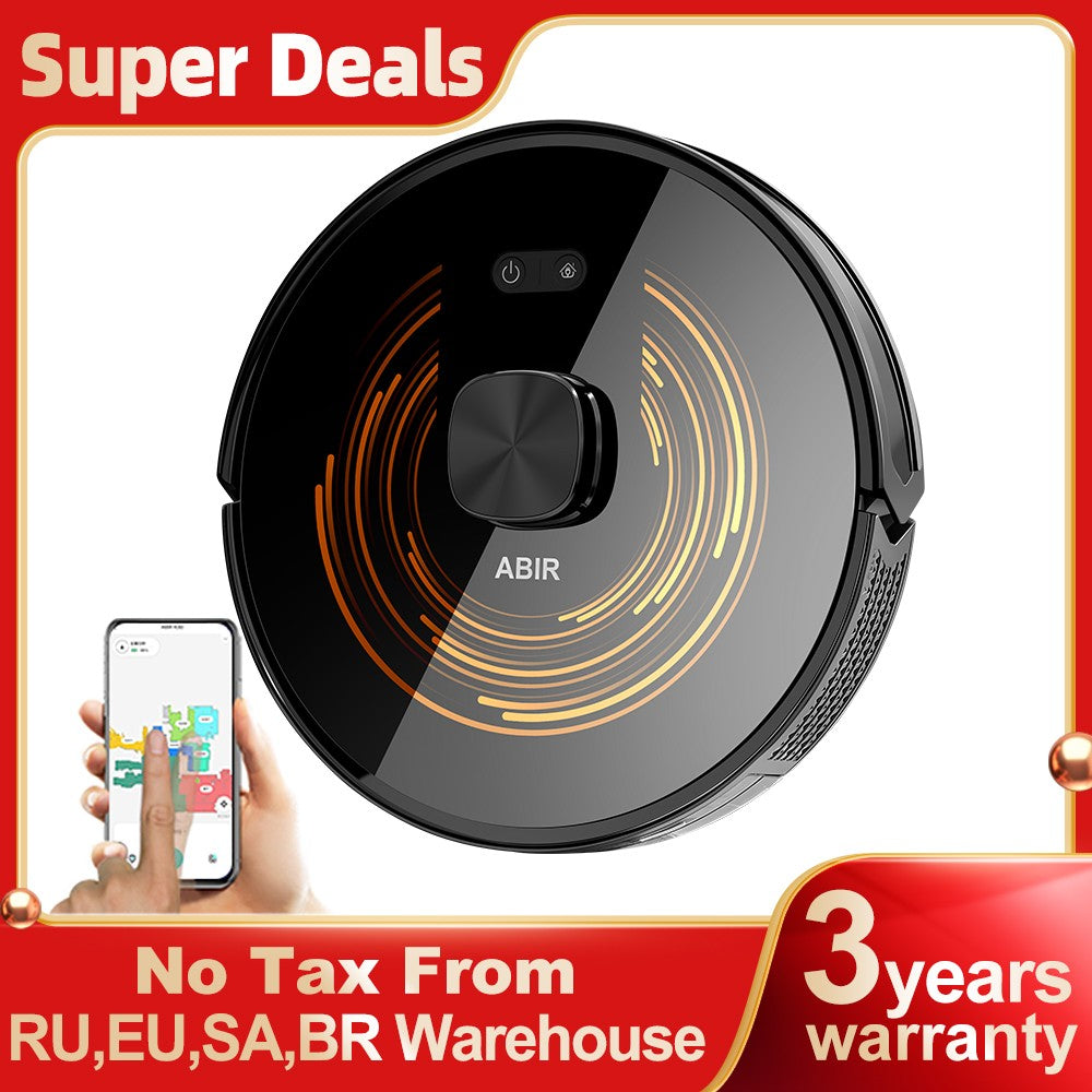 Robot Aspirador ABIR X9, Sistema Láser, Limpieza UV Doble, Tecnología Auto Carpet Boost, Mapas de Múltiples Pisos, Limpieza Personalizada por Habitaciones